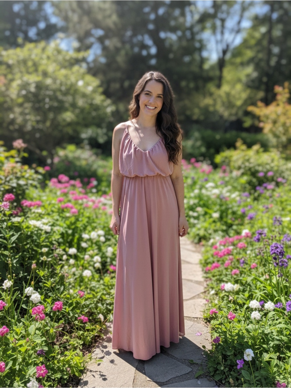ASOS Dusty Rose Maxi Dress with V-Neck